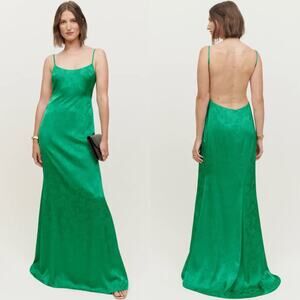 Reformation Allium Floral Slip Dress In Emerald Green Size 10 New